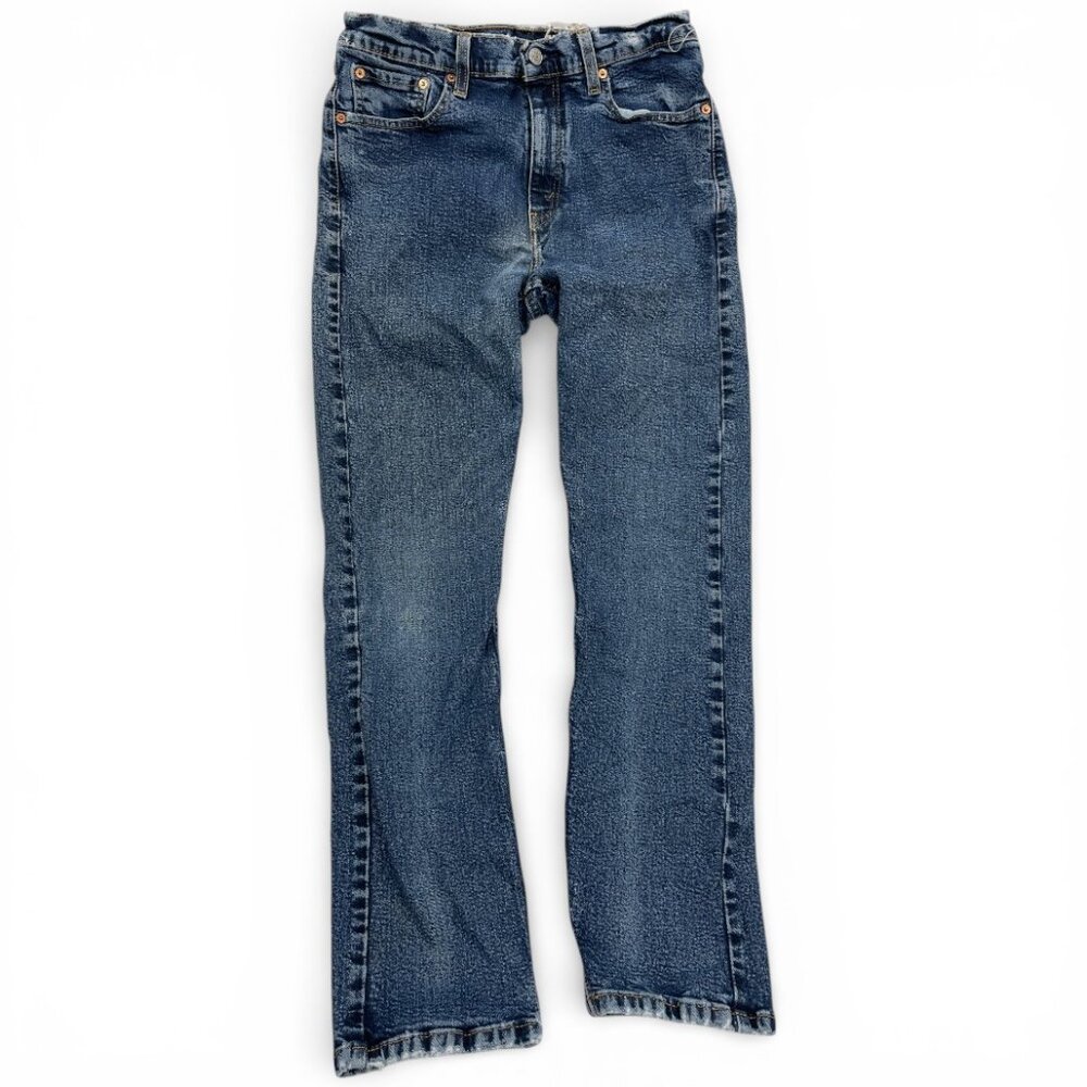 Levi's 505 Regular Straight Distressed Trashed Denim Blue Jeans Men's 32x32